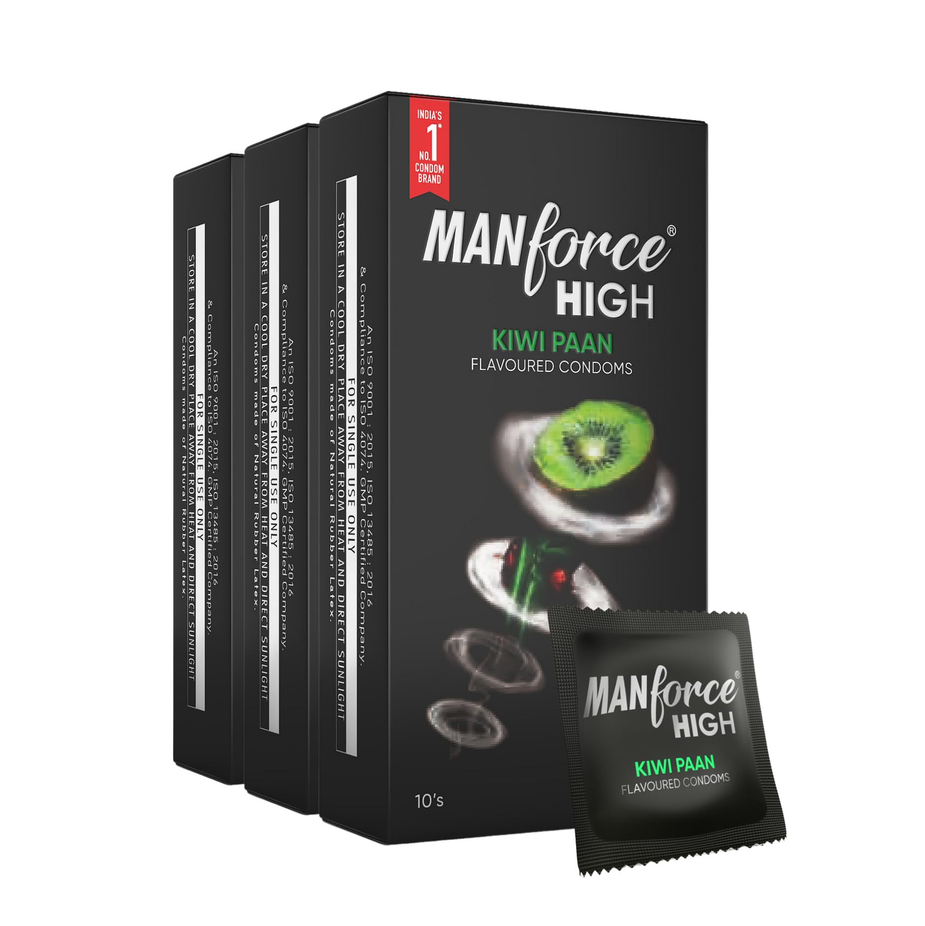 Manforce High Kiwi Paan Flavoured Condoms for Men| 10 Count| Ultra Thin| Lubricated Latex Condoms For Her Enhanced Pleasure x Pack of 3-picture-17