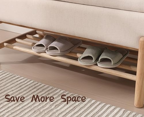 Miniatura 33 de CIMOTA Banco de almacenamiento de entrada para dormitorio, banco otomano de sherpa al final de la cama, con almacenamiento de zapatos de madera para