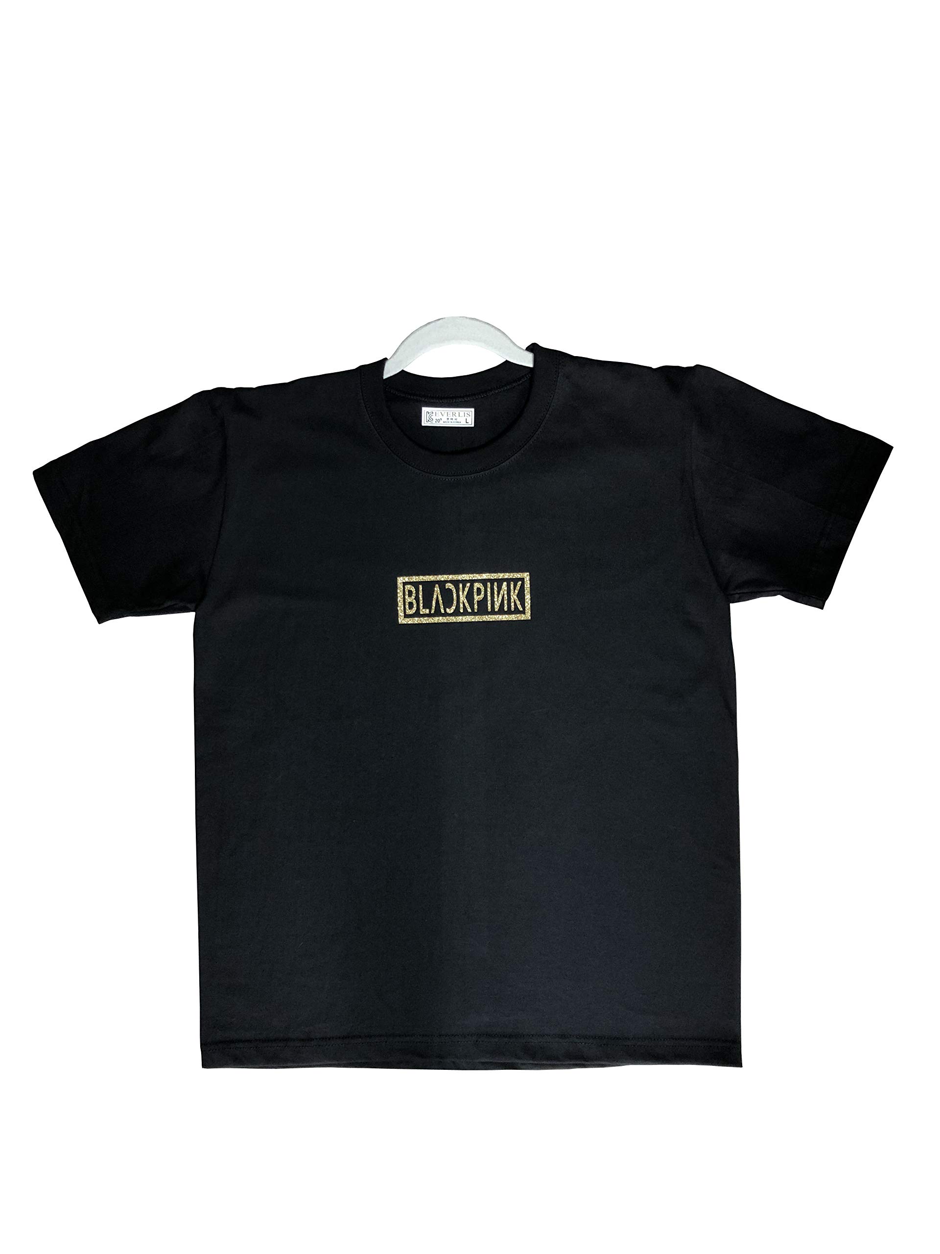 Blackpink T-Shirt K-pop, Jisu, Jennie, Rose, Risa, Black Color Golden Logo