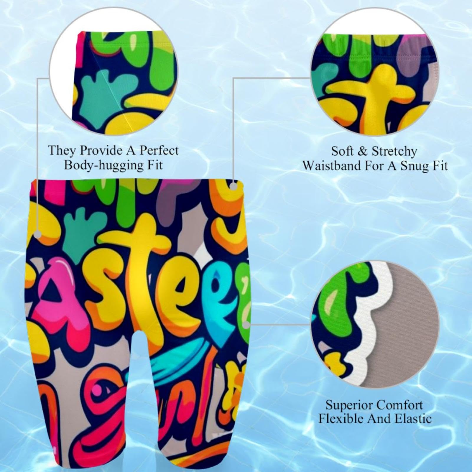 Happy Easter Swimsuit for Men & Boys,Competition Lap Swim Suit, Square Leg Endurance Training Multicoloured