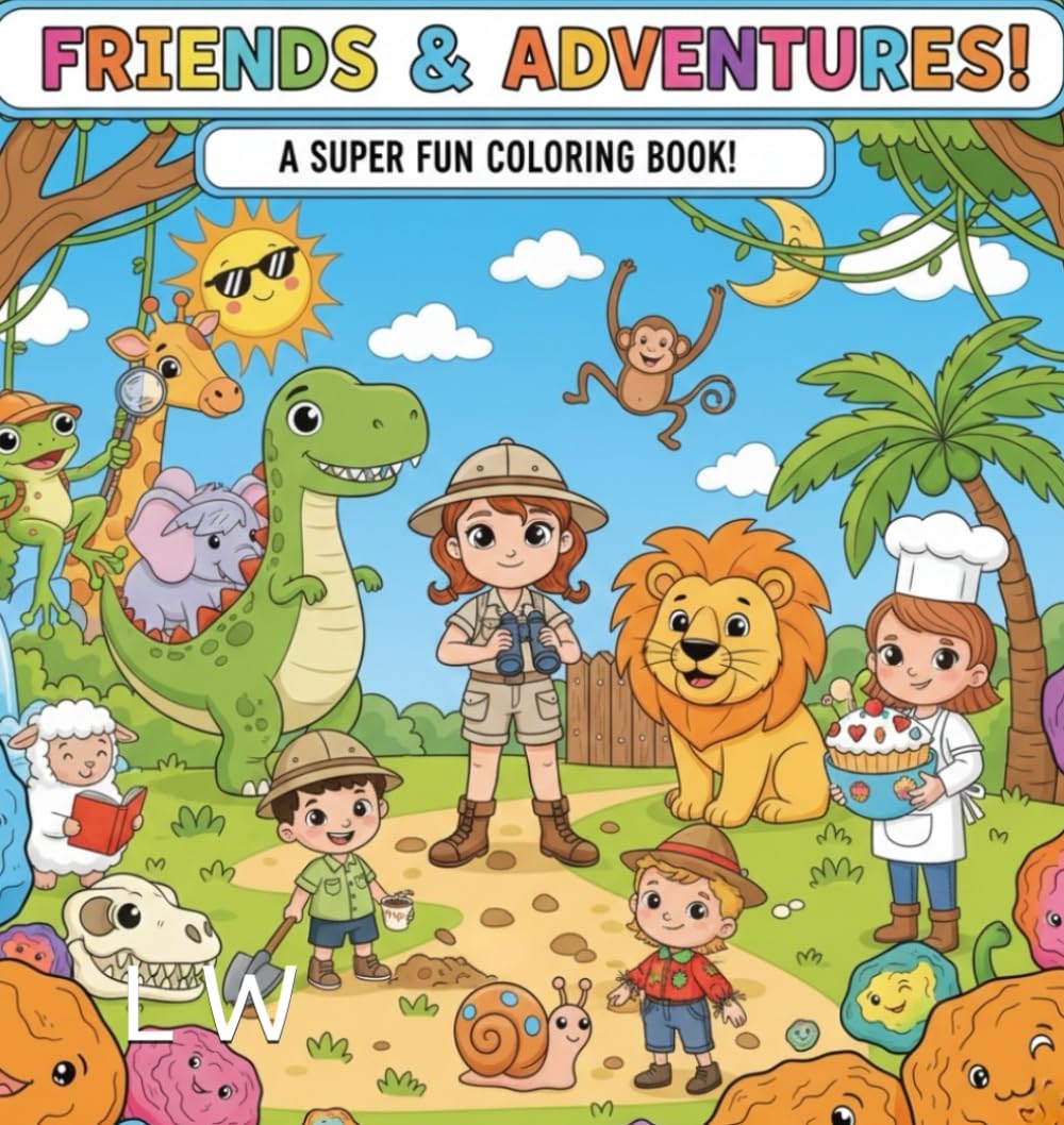 Coloring Book Friends & Adventures: Coloring book with Fun charters
