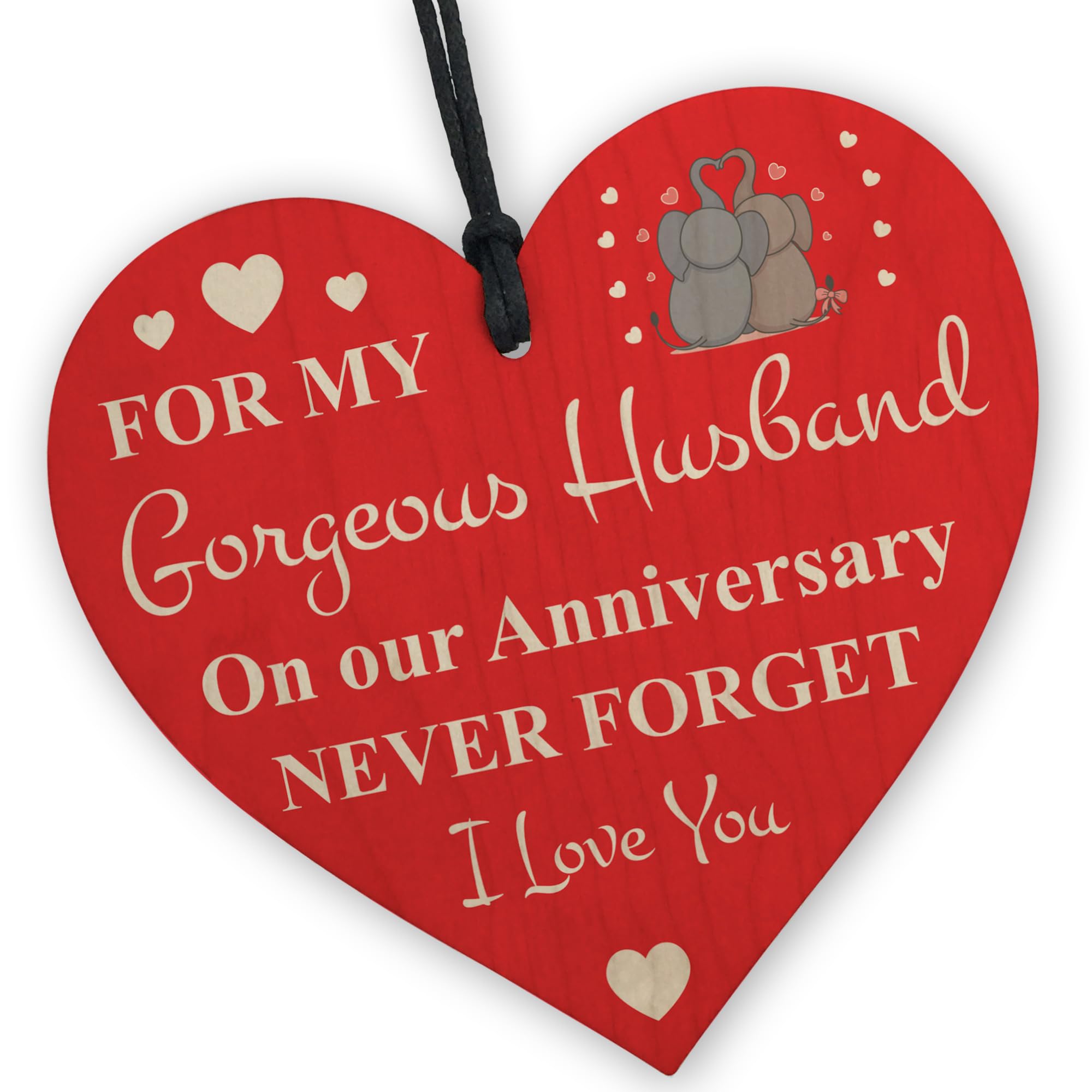 Red Ocean Husband Anniversary, Husband Gifts From Wife, Wooden Hanging Heart Love Gift For Him, Anniversary Present For Him, Love Gift For Husband From Wife