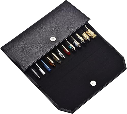 Miniatura 5 de Estuche organizador de piel sintética para 12 bolígrafos estilográficos, impermeable, con ranura divisora