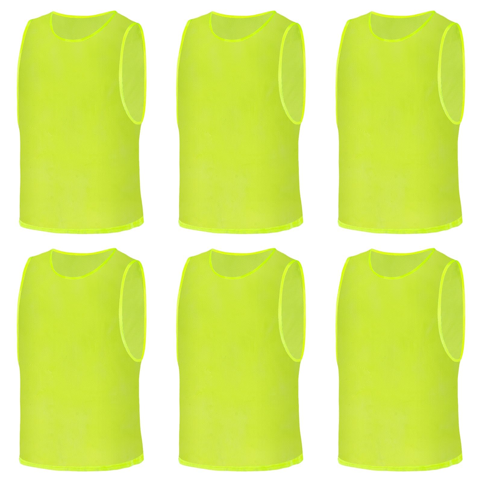 AUYAO Fussballtraining Leibchen Fubball Kinder 6 Set Mesh Trimmage Trainingsleibchen Fußball Trainingsweste Sport Markierungshemd Damen Westen Fussball Volleyball Basketball Teamtraining L (Grün)