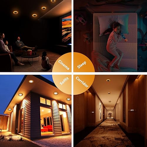 Miniatura 8 de Paquete de 12 luces LED empotrables de 6 pulgadas con luz nocturna, maceta de oblea ultrafina sin lata, regulable y temperatura de 5 colores