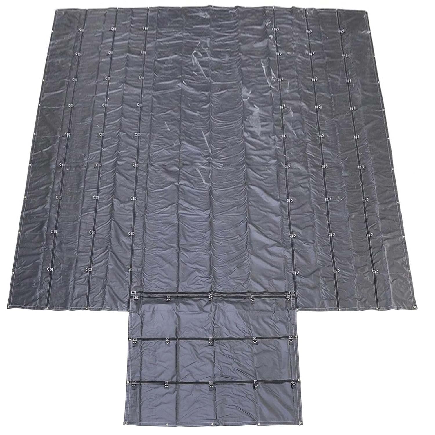 US Cargo Control Lightweight Lumber Tarp - 24 Feet x 28 Feet with 8 Foot Drop and Flap - Durable Protection for Your Flatbed Trailer Cargo - 14 Ounce Black Tarp for Flatbed