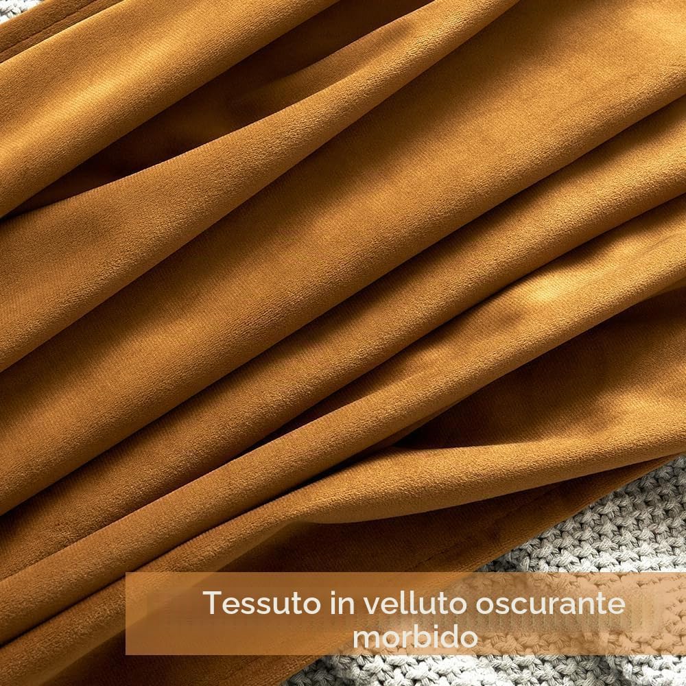 MIULEE Tende Velluto Fettuccia Arricciata 2pz Marrone 140x245cm | Tende velluto spesse semioscuranti, fettuccia arricciata, isolamento termico, eleganti per soggiorno e camera da letto