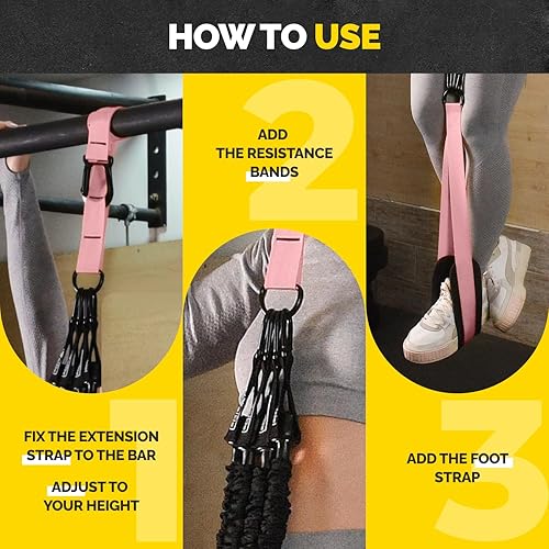Miniatura 6 de Pull Up Assistance Bands - 4 Heavy Duty Pull Up Bands with Adjustable Strap and Foot Rest - Stackable Pull Up Assist Band Set for Pull Up Bar -