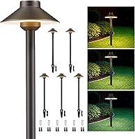 Vista 27 de Gardenreet Luces de camino de latón para exteriores, iluminación de camino de paisaje de bajo voltaje de 12 V, con cable, luz LED IP65 impermeable