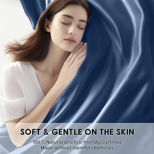 Miniatura 6 de SONORO KATE Sábanas 100% de algodón egipcio, juego de sábanas de 1200 hilos de algodón lujoso y refrescante, 4 piezas, tejido satinado para una