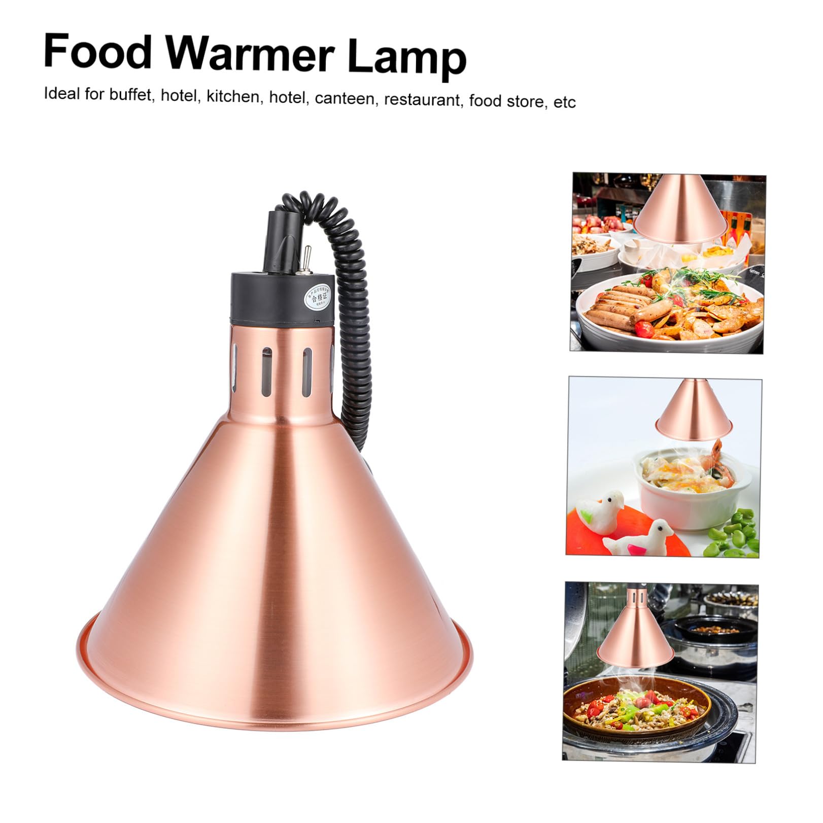 Lampada Scaldavivande Luce Riscaldante Altezza Regolabile 60-180cm in Metallo Telescopica Potenza 250w per Hotel e Mensa per Buffet e Ristorante