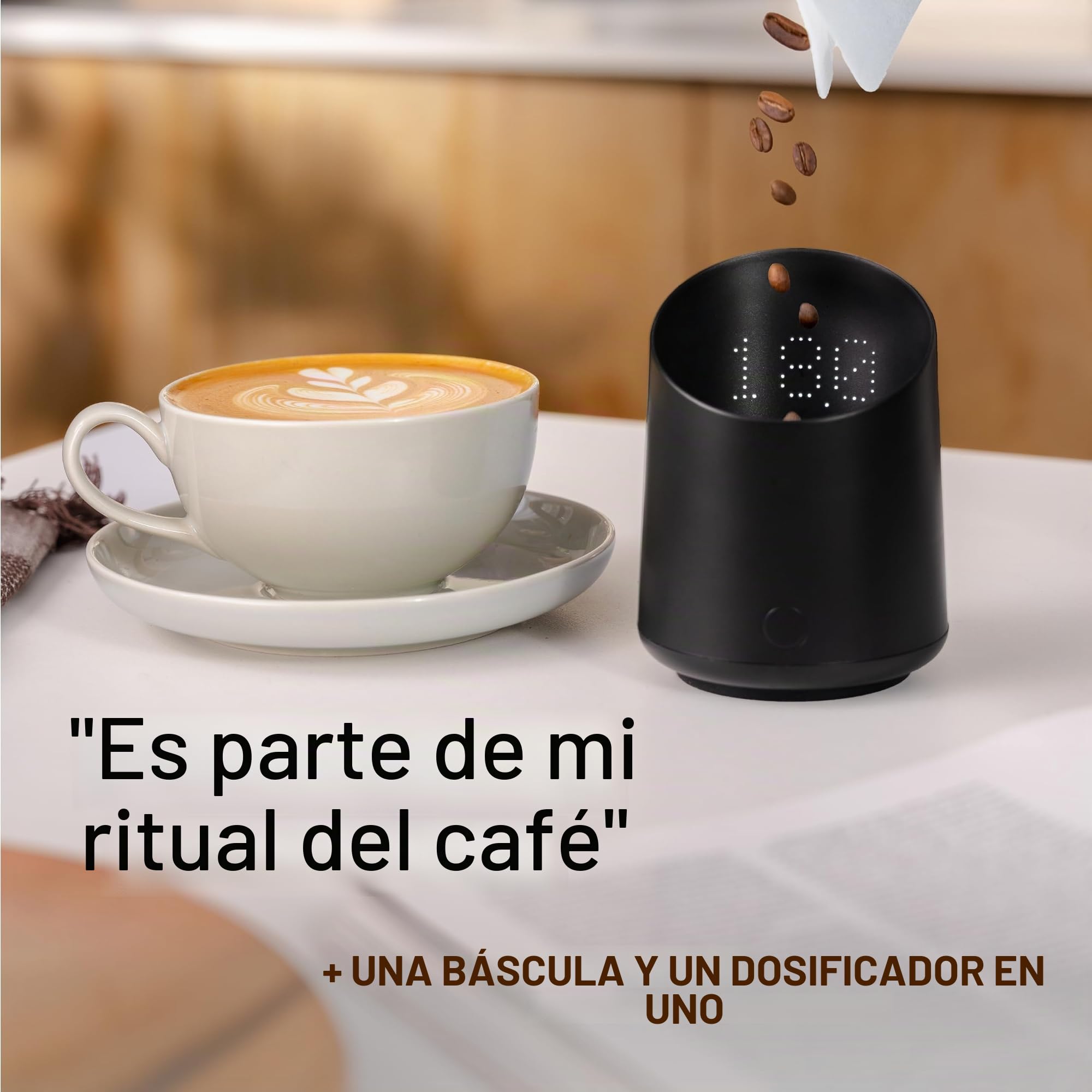 Subminimal Subscale| Taza dosificadora digital de café, pantalla LED invisible, activada por tacto, báscula de pesaje precisa de granos de café en gramos u onzas, recargable por USB-C, IPX4 resistente