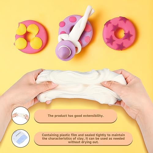 Miniatura 4 de Arcilla mágica ultraligera para modelar secado al aire con paquetes de recambio, 10 colores vibrantes para jóvenes para el desarrollo de habilidades