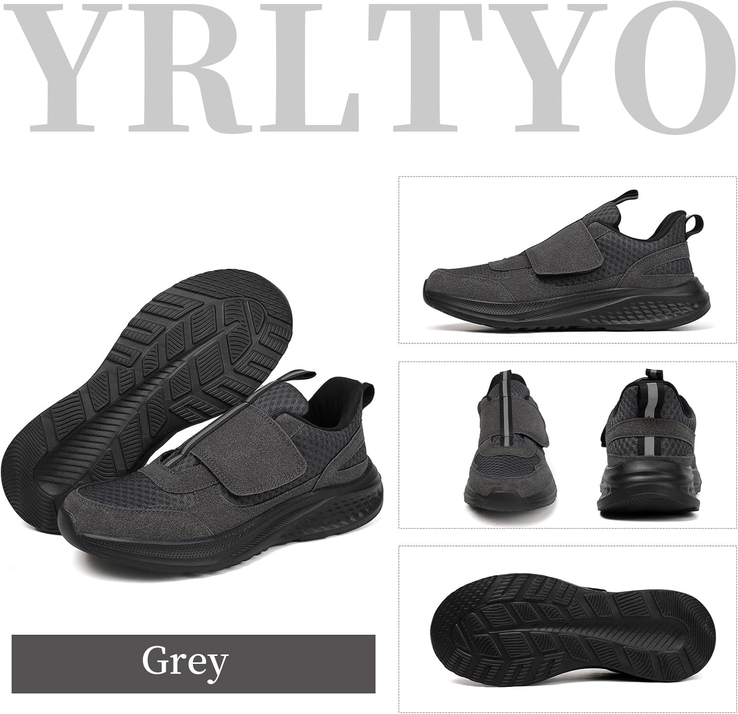 Diabetic Shoes for Men Slip on Orthopedic Adjustable Sneakers Wide Comfortable Walking Breathable Swollen feet Barefoot Shoe for Relief Foot Pain Neuropathy
