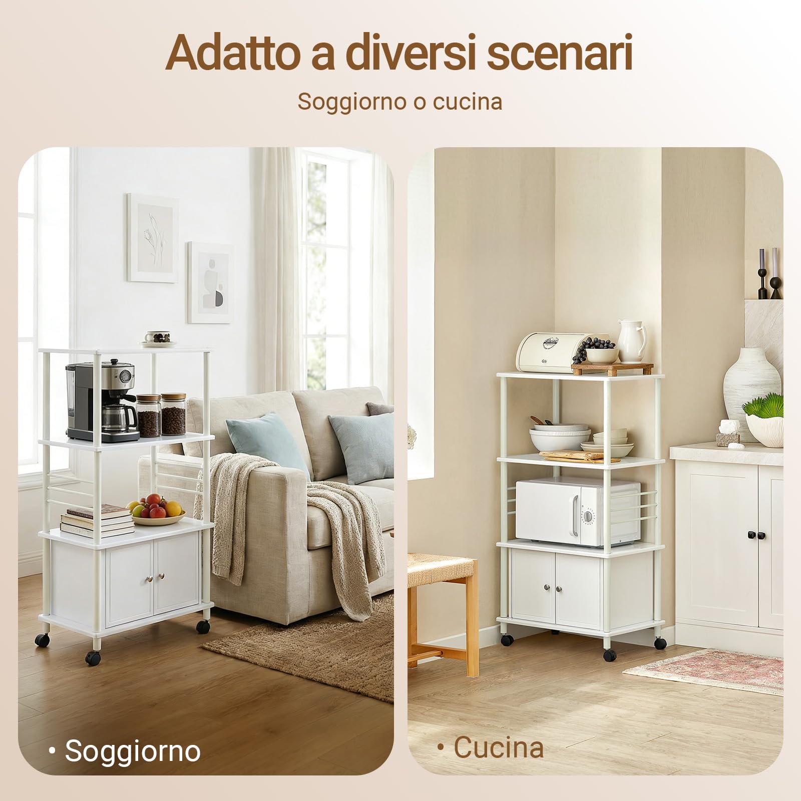 SoBuy Mobile microonde Carrello Cucina credenza Cucina salvaspazio FRG12-W (Bianco)