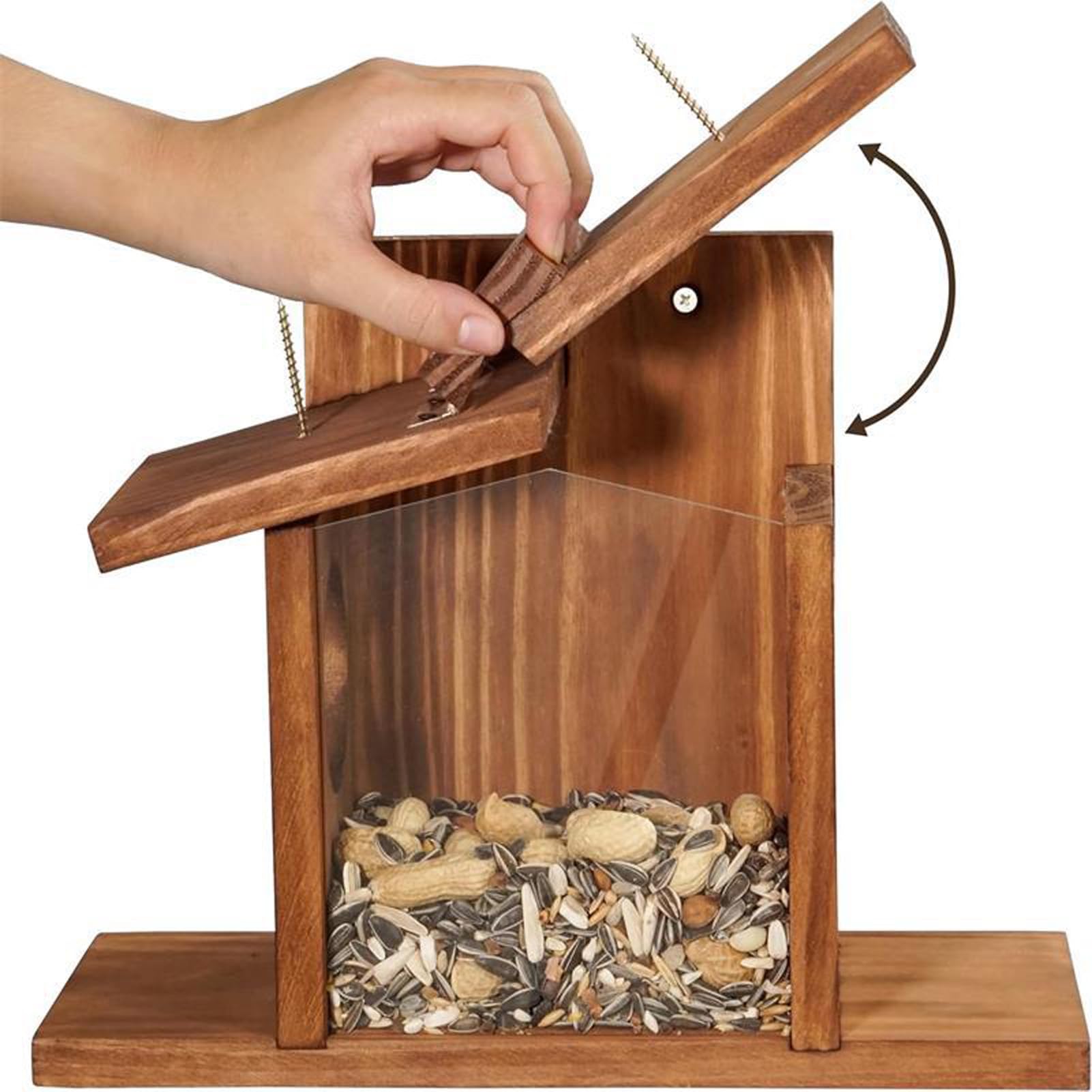 Mangiatoia in legno per scoiattoli, per esterni, da appendere, per animali domestici, criceti, orsi dorati, dispenser di cibo in legno massello, A