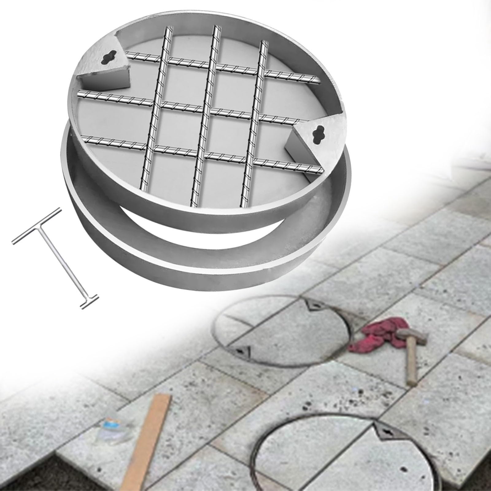 Copertura nascosta per pozzetto per terrazzo/seminterrato/complesso residenziale rinforzato con telaio commerciale coperchio di drenaggio (H 5 cm/2 pollici di diametro 62 cm/24,4 pollici) - soluzione