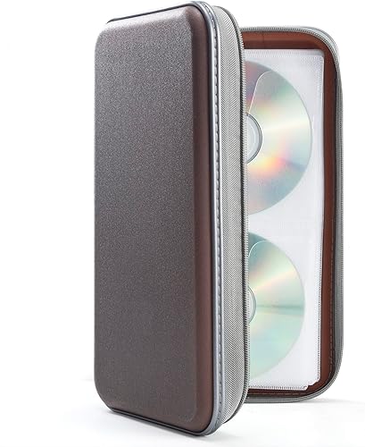 Miniatura 38 de UENTIP Estuche portátil para CD de capacidad para 96, portátil y de plástico duro, organizador de CD, cartera, almacenamiento de DVD (96, naranja)