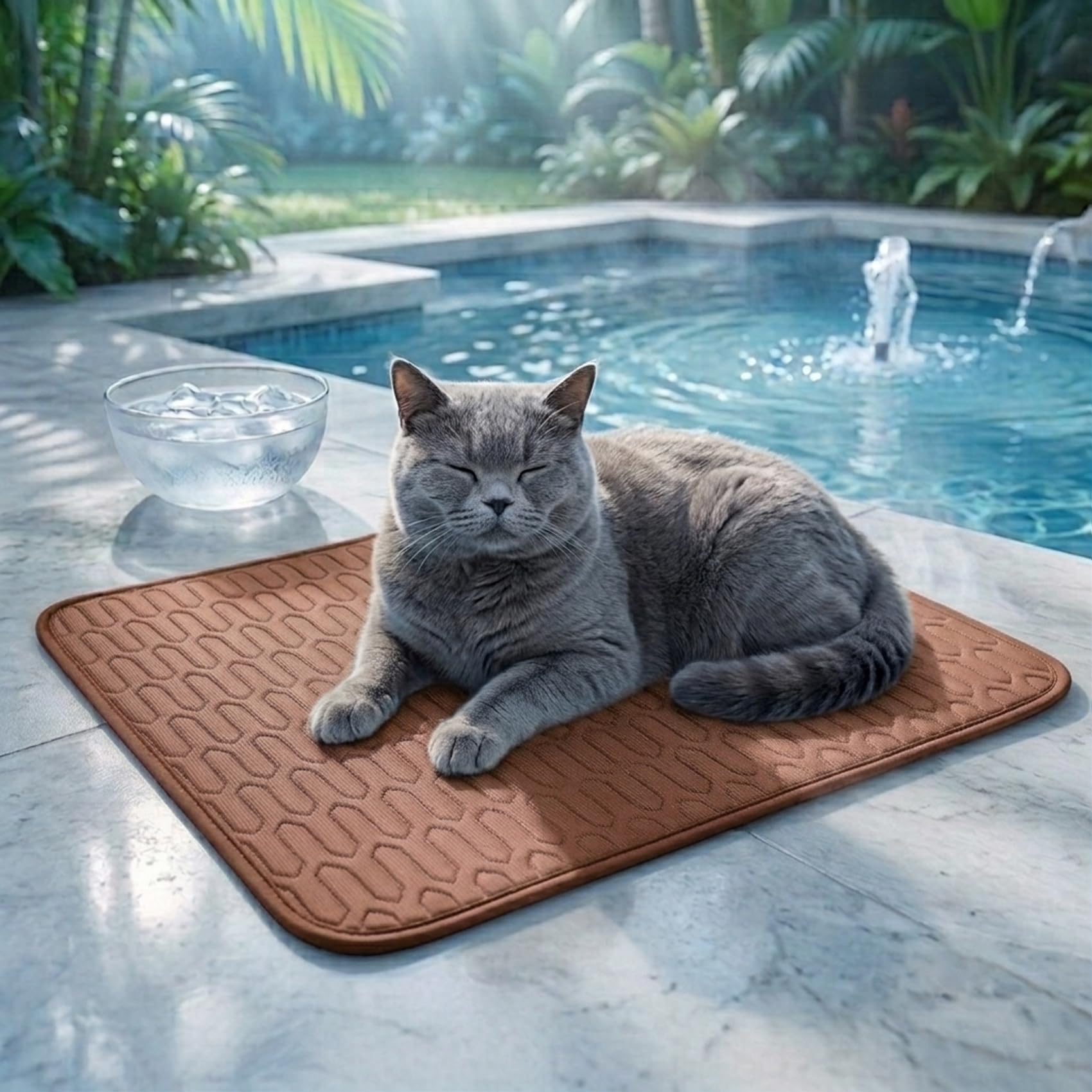 Chilkitur Cat Cooling Mat Breathable Cool Fabric ，Brown：70 * 55CM