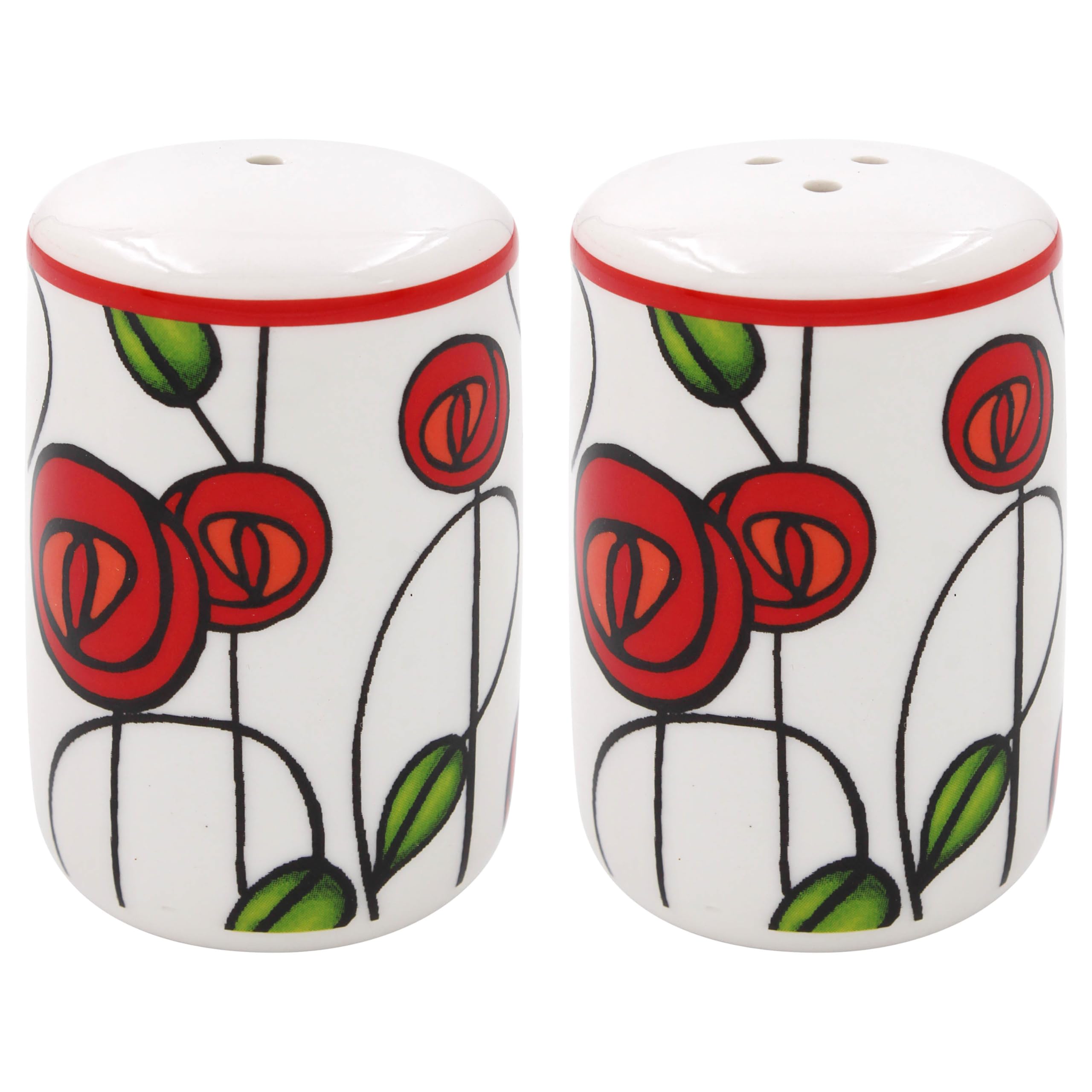 The Leonardo Collection Mackintosh Salt & Pepper By Charles Rennie | Elegant Ceramic Salt And Pepper Shakers With Art Nouveau Design | Timeless And Functional Tableware For All