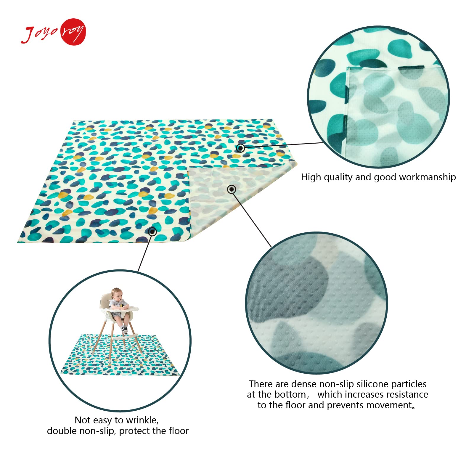 53'' Splash Mat Art Mat Splat Mat High Chair Mat Waterproof Mat Splash Mat For Toddlers Splat Mat For Under High Chair Kids Placemats For Dining Table High Chair Mat For Under High Chair Non-Slip - Image 2