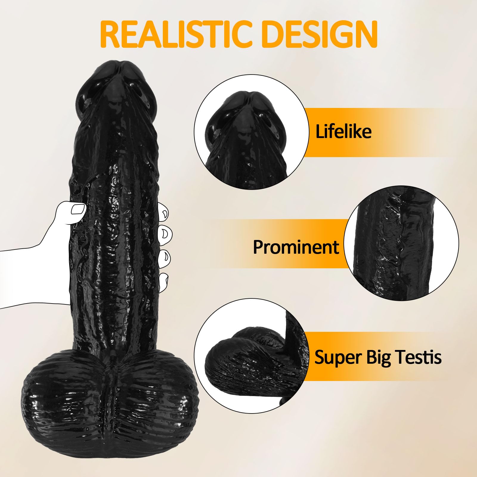 Gode noir géant de 8,3 cm de diamètre, gode réaliste géant de 31,7 cm, gode anal extra-large et épais avec ventouse puissante pour jeux anaux, gros gode XXL, sextoy pénis pour femmes et hommes