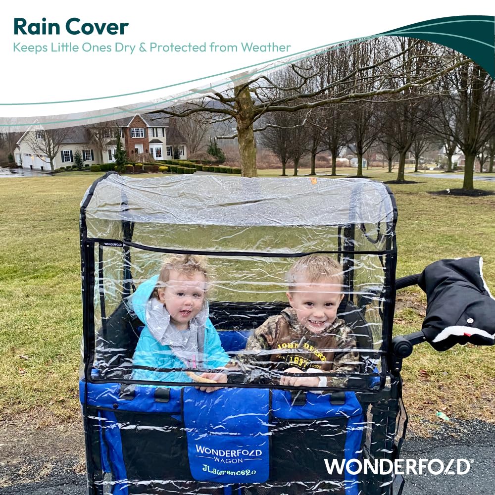 WONDERFOLD Regenschutz für Kinderwagen aus leichtem, transparentem Blatt mit kleinen Belüftungslöchern und Klettverschluss für einfachen Zugang (W2 OG)