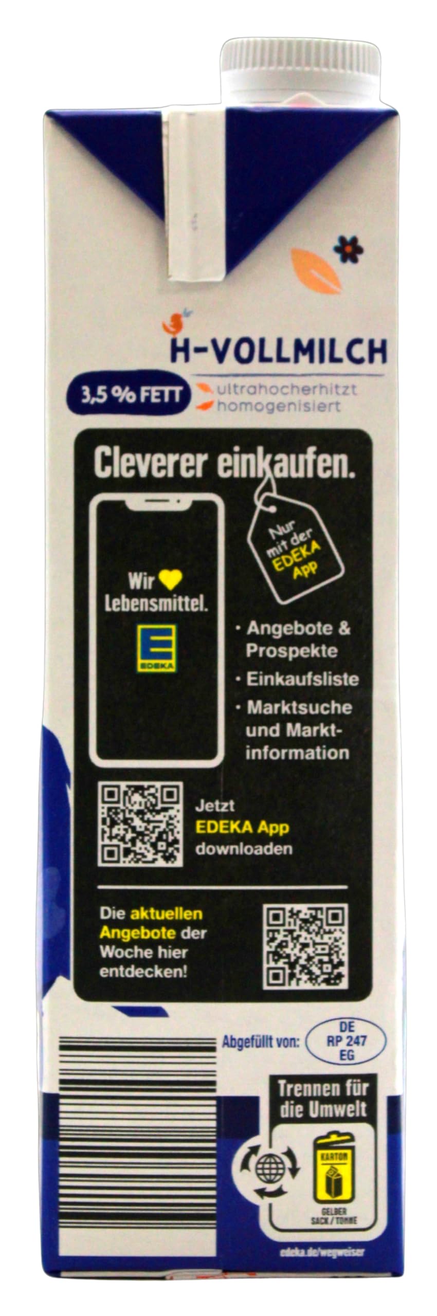 Gut & Günstig H-Vollmilch 3,5% Fett, 12er Pack (12 x 1 l)
