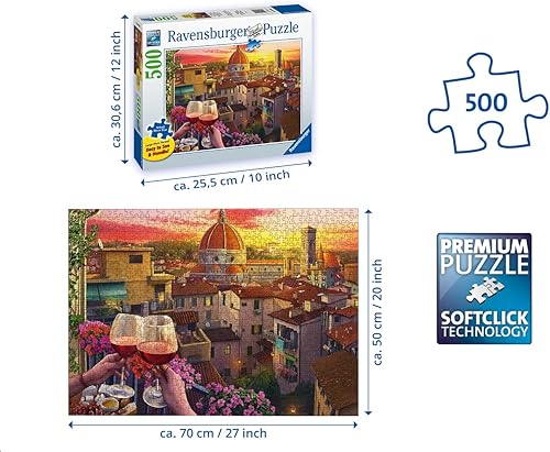 Miniatura 3 de Ravensburger Cozy Wine Terrace - Rompecabezas de 500 piezas de gran formato | Tecnología única Softclick | Acabado mate premium | Ideal para todas
