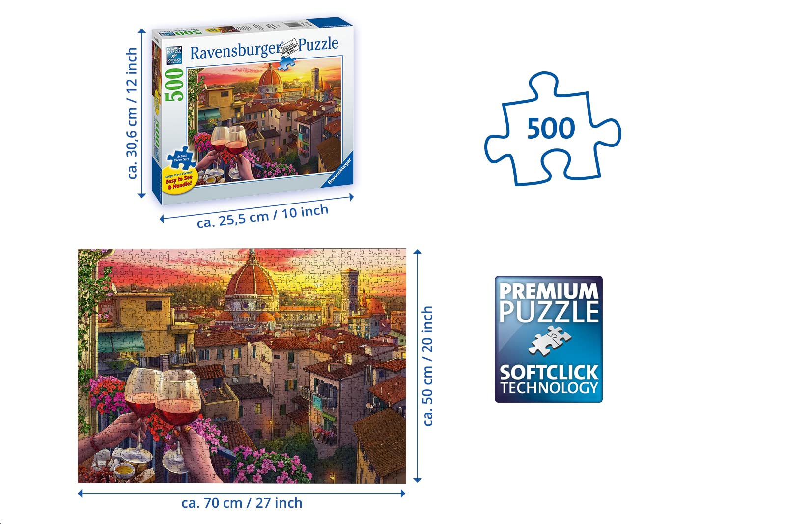 Ravensburger Cozy Wine Terrace - 500 Piece Large Format Jigsaw Puzzle | Unique Softclick Technology | Premium Matte Finish | Ideal for All Ages - Image 3