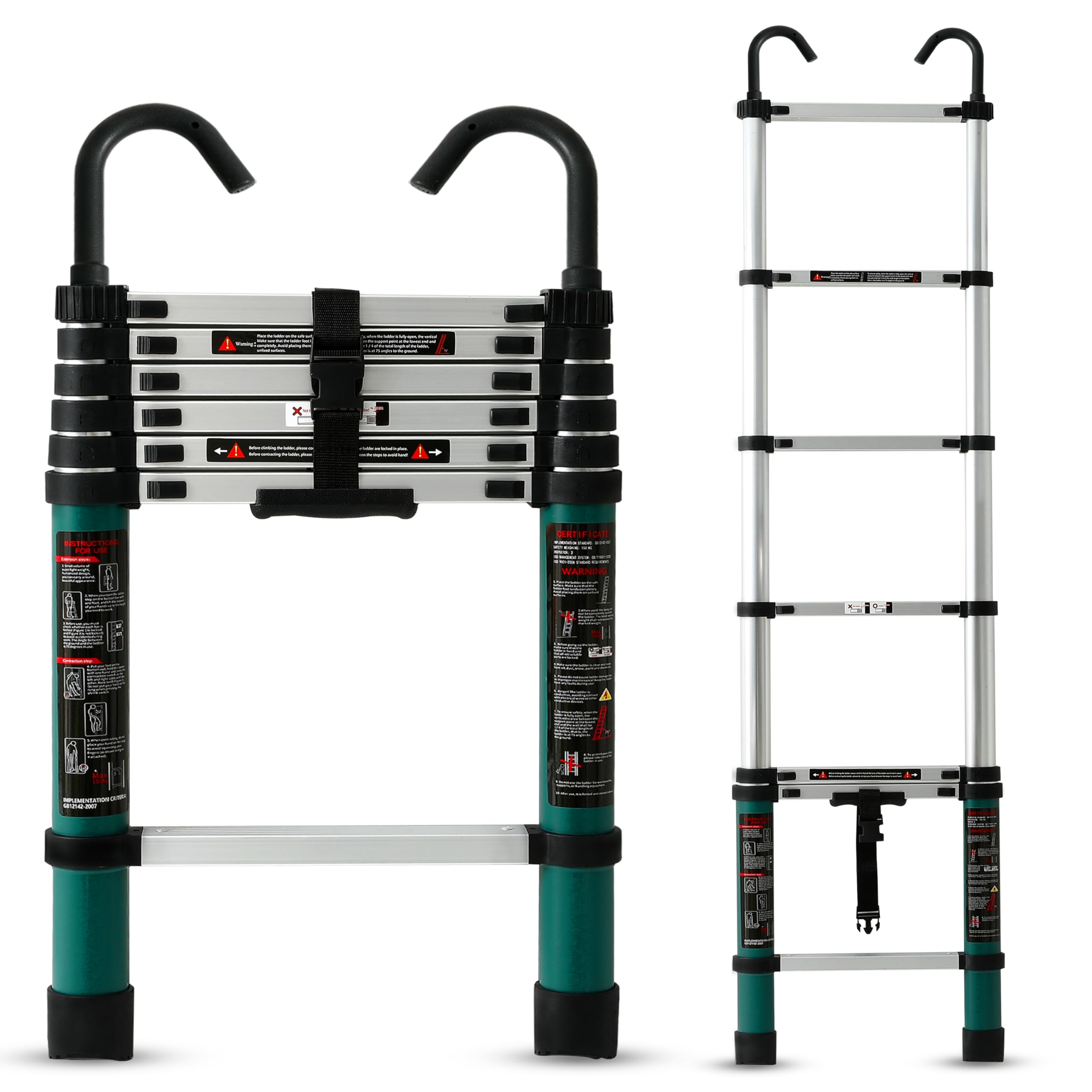 Plantex 2.6m (8.5 ft.) Portable and Compact Aluminium Telescopic Ladder with Removable Hooks/Foldable Multipurpose Ladder for Home & Outdoor Use/2 Years of Warranty By Plantex/EN131 Certified-(Black) — Amazon image 19