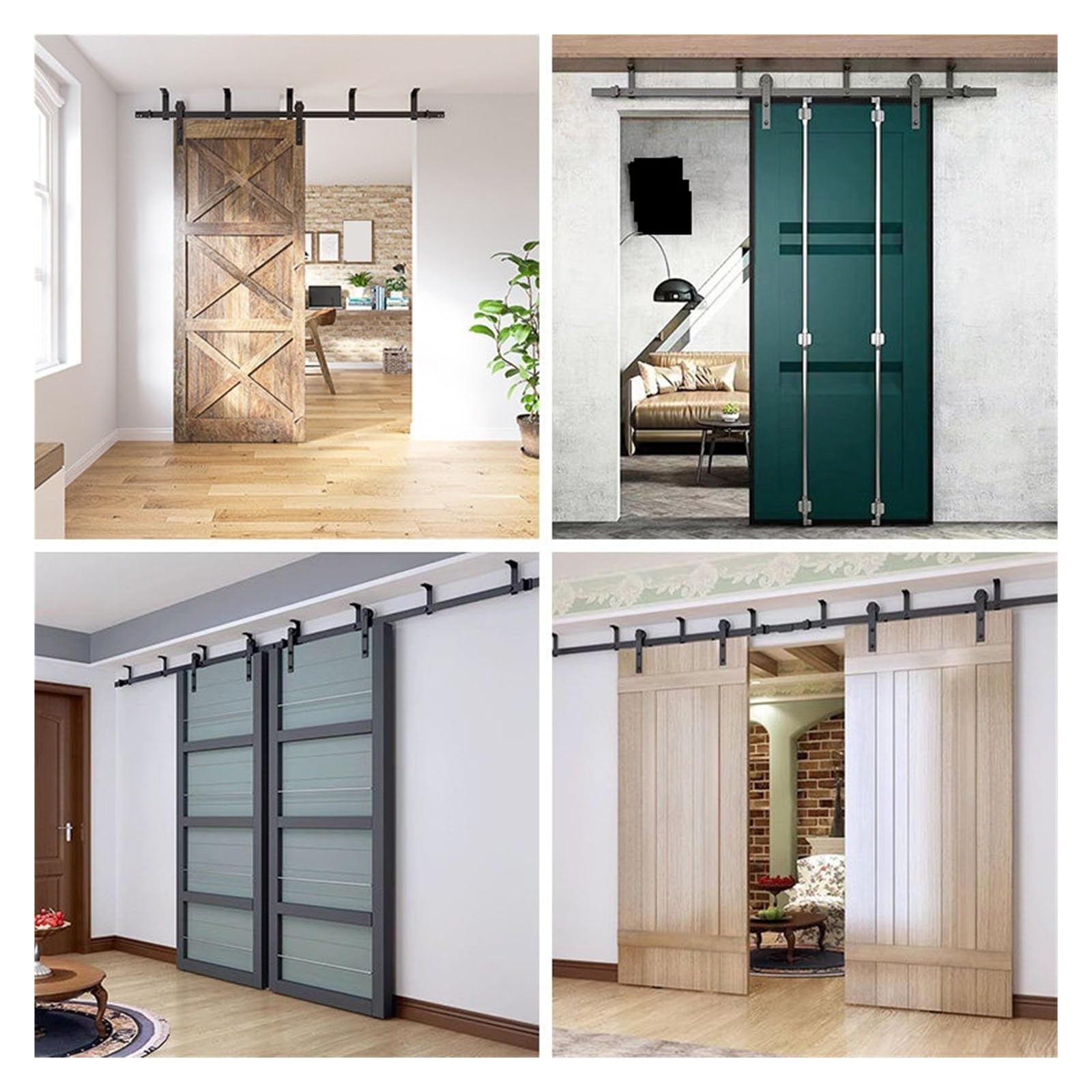 Kit corredizo para puerta de granero, Kit de herrajes for puerta corredera interior, carril colgante for Granero montado en el techo 1,2 m for puertas madera