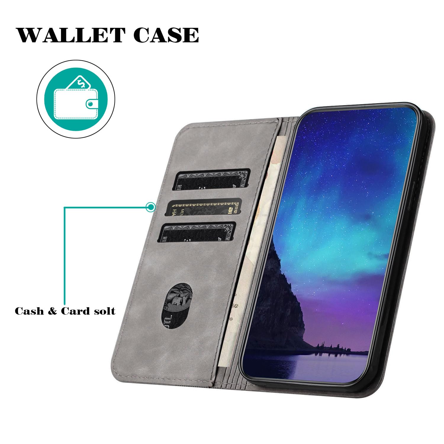 Cover Pelle per Xiaomi Redmi 9C NFC/Redmi 9C, Portafoglio PU Pelle Slot