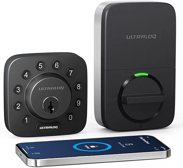 ULTRALOQ U-Bolt Smart Lock, 5-in-1 Keyless Entry Door Lock with App Control, Keypad Deadbolt, Auto Unlock, Auto Lock, Smart Door Lock, Smart Locks for Front Door, ANSI Grade 1, Black ‎Black 