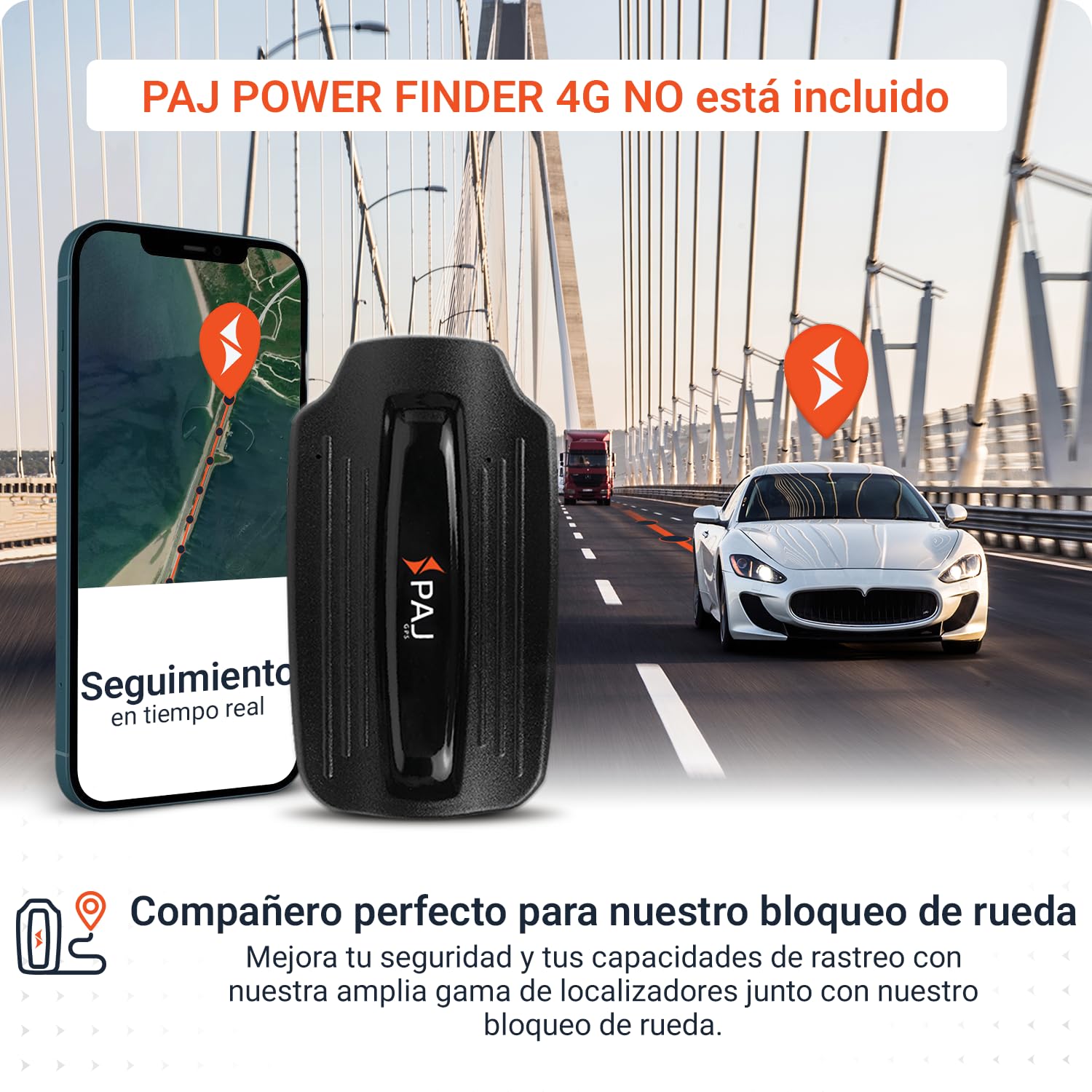 PAJ LOCK Cepo Antirrobo para Ruedas – Bloqueo de Rueda Universal para Coches, SUV, Furgonetas, Motos, Autocaravanas y Remolques – Mordaza Ajustable con Candado de Seguridad, Aparcamiento Seguro