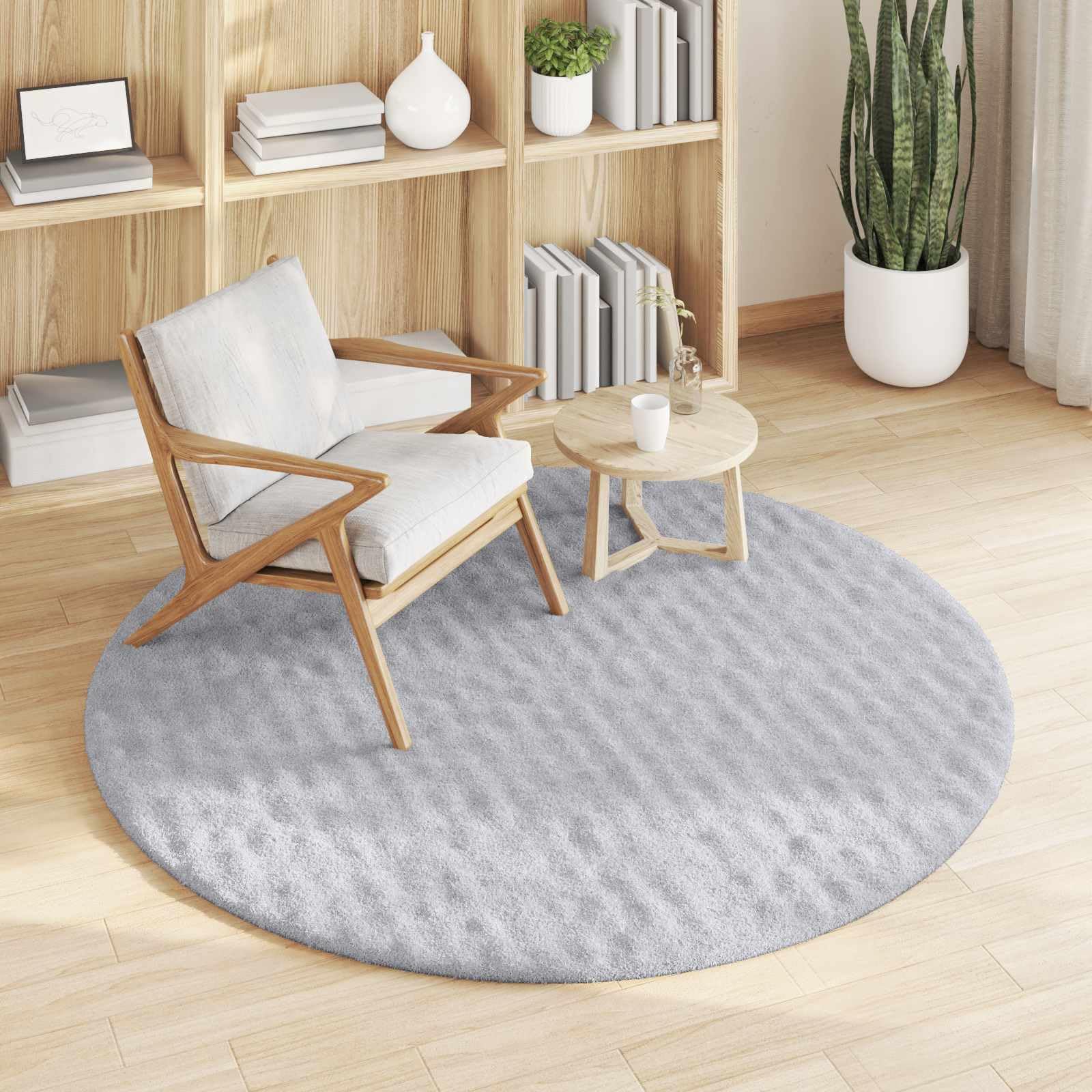 Alfombra redonda SIROLO gris 120 cm poliéster para interiores