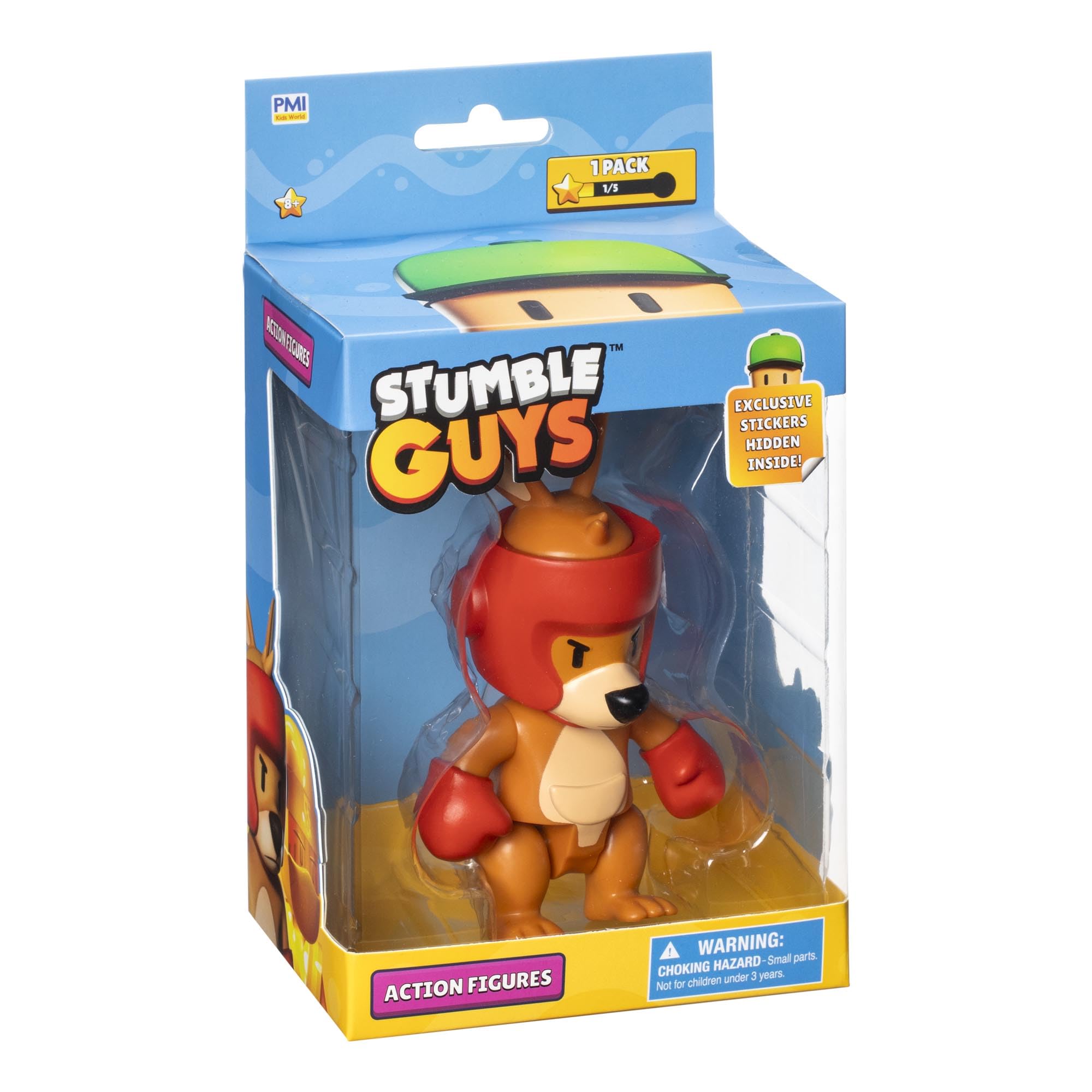 BANDAI - Stumble Guys - Boxing Roo - Figurine 11 cm avec Stickers - Personnage articulé - Figurine Jeu vidéo Stumble Guys Boxing Roo - Figurine Kangourou - Jouet Enfant Ado 8 Ans et + - PMS6210B