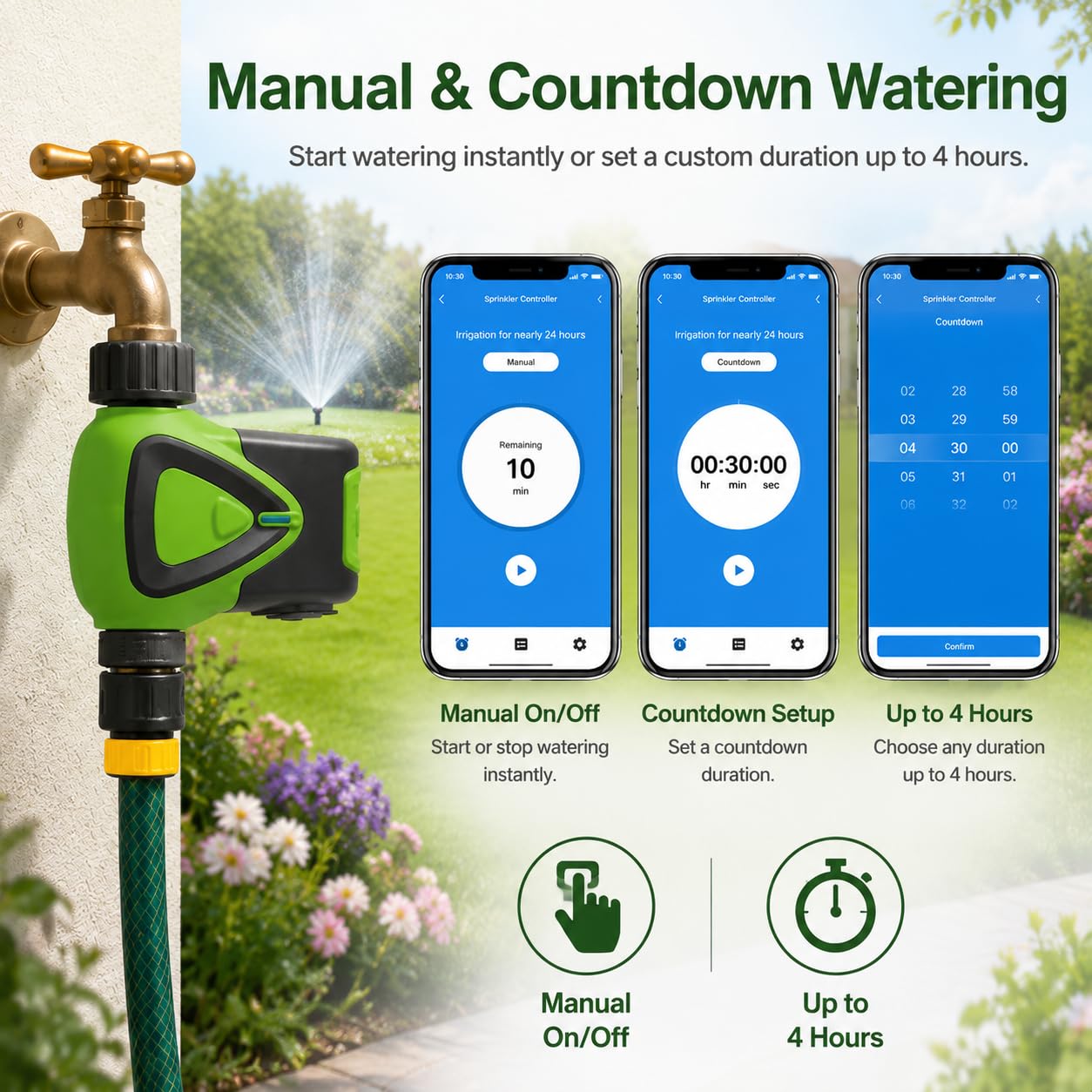 Programmateur Arrosage Zigbee Automatique, Minuteur Jardin Connecté | Programmateur arrosage Zigbee avec Smart Life, horaires personnalisés, compte à rebours et contrôle intelligent pour jardin