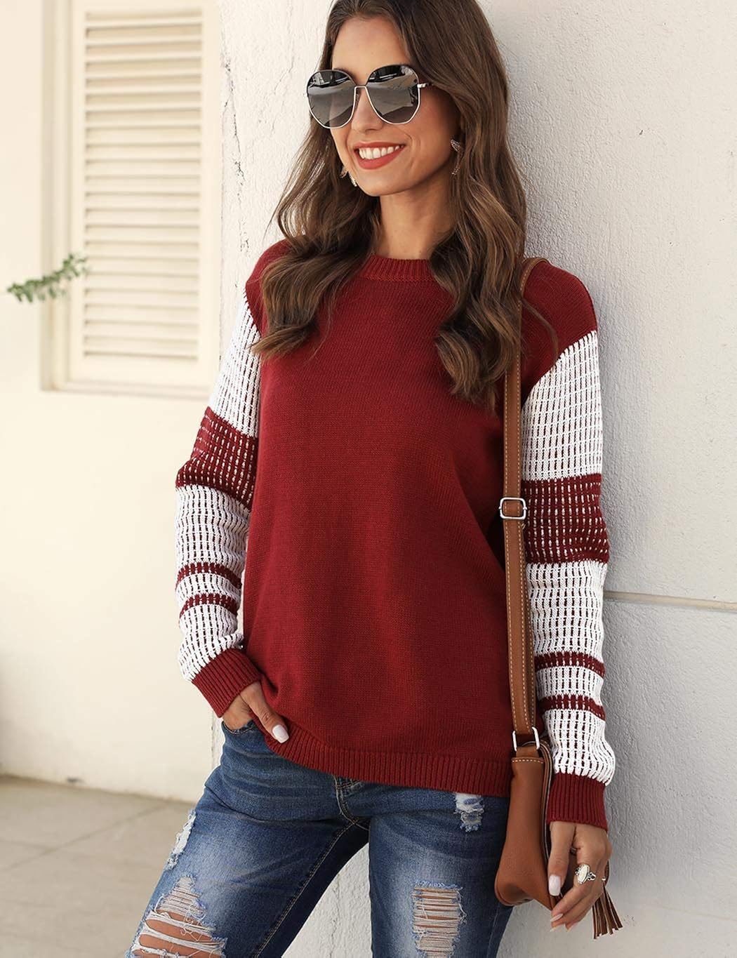 Contrast sleeve sweater Clearance
