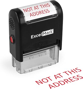 ExcelMark NOT at This Address Self Inking Rubber Stamp - Red Ink A1539