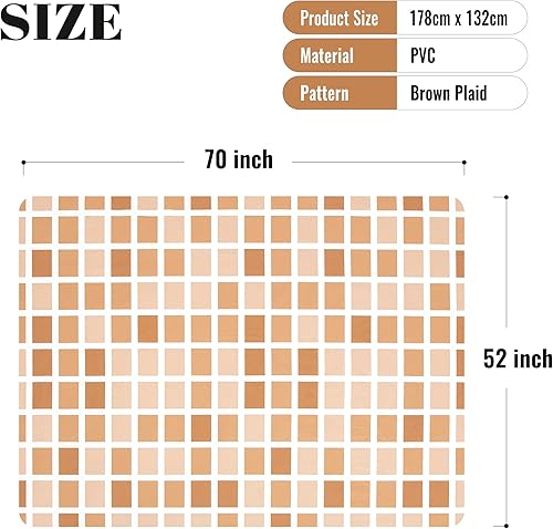 Vista 51 de FIFTY FEET Mantel rectangular de 70 x 52 pulgadas, mantel de vinilo con respaldo de franela para mesas rectangulares impermeable, cubierta de mesa