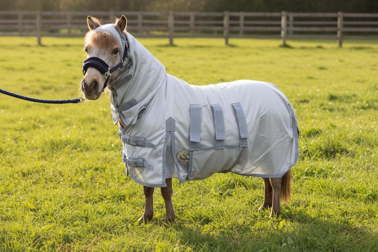 Ruggles Combo Fly Rug For Shetland Pony, Donkey, Miniature Horse | With Ear Holes | Excellent Protection From Bugs, Flies and Biting Insects - 160g Mesh (3')