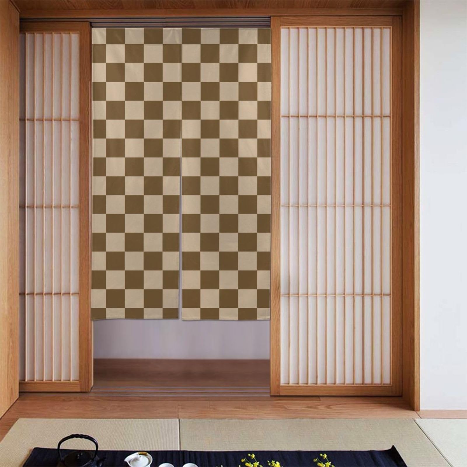 Amazon｜のれん 暖簾 市松模様 おしゃれ 簡単 目隠し 玄関 ドア