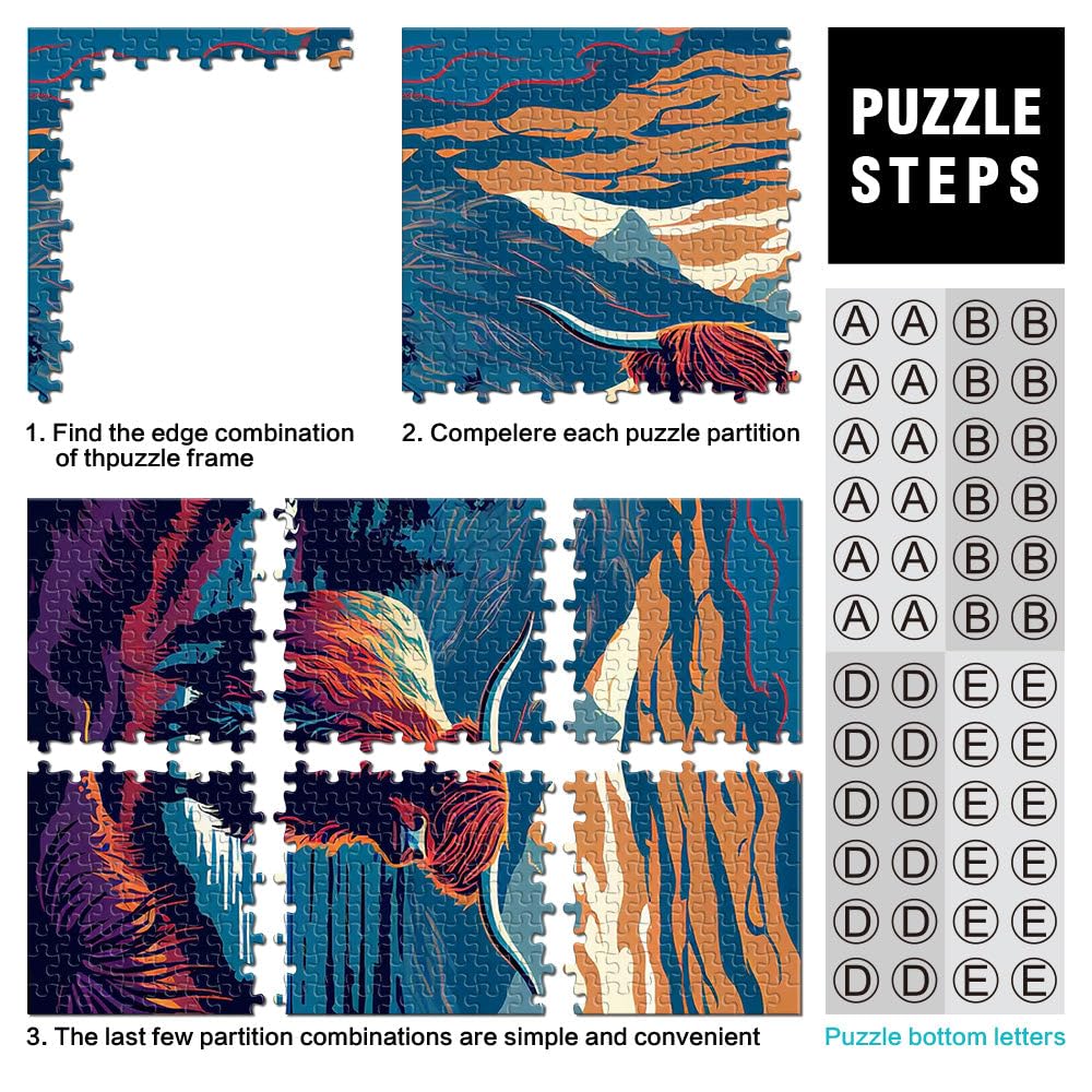 Vaches des Highlands écossaises Puzzles de 2000 pièces pour Adolescents Jeu de Quiz est idéal comme Cadeau pour Toute la Famille 70x100cm