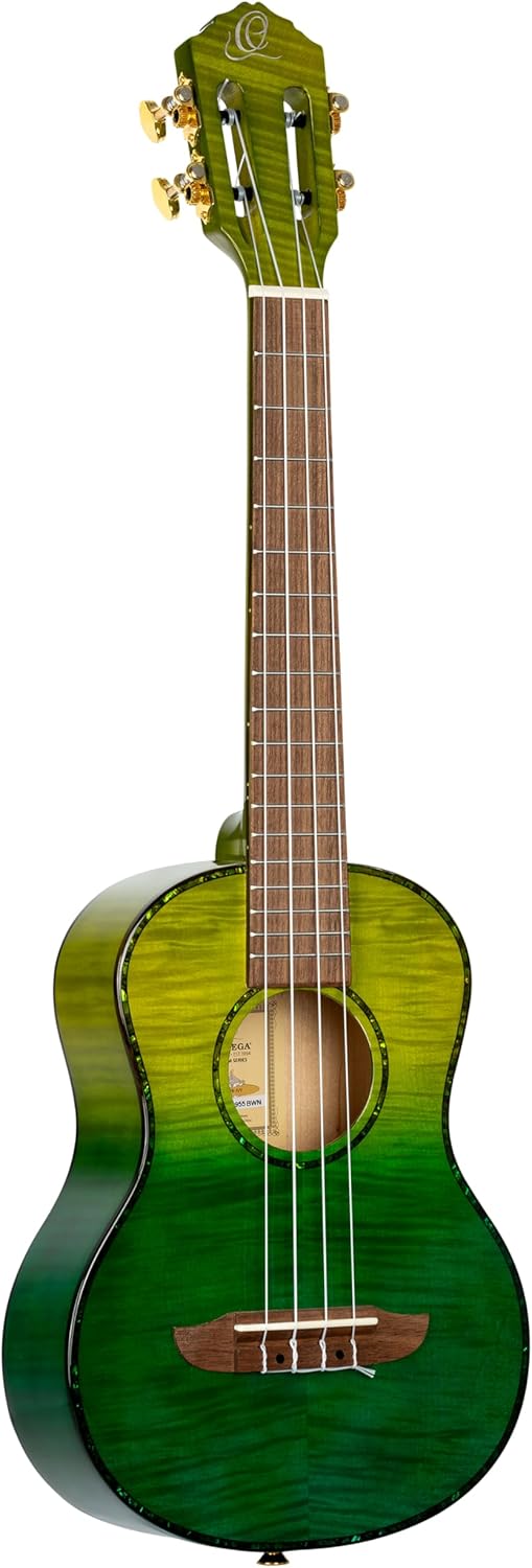 Ortega Guitars, 4-String Prism Series Slotted Headstock Tenor Ukulele w/Bag, Right, ivy fade, One Size (RUPR