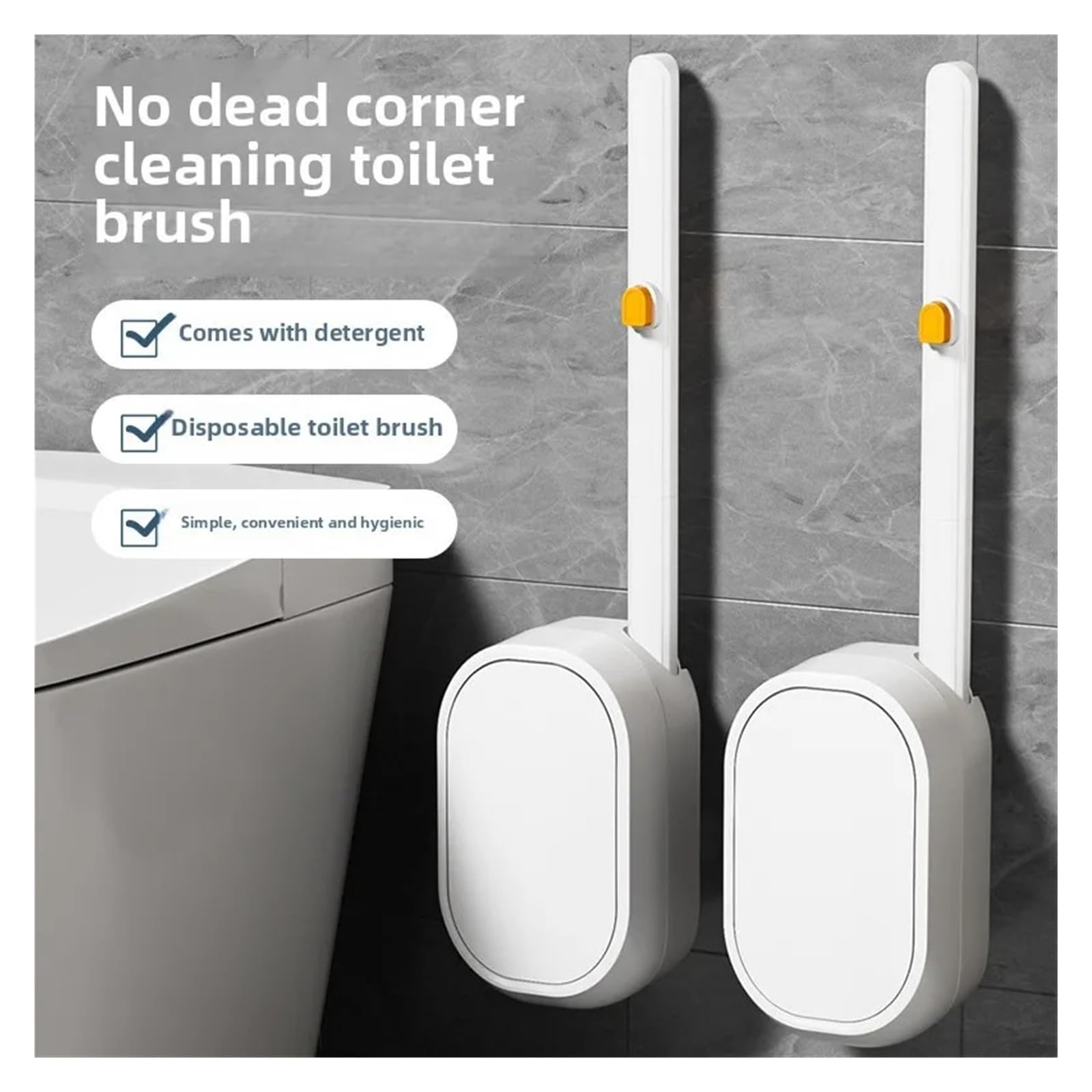 WC-Bürsten-Set mit Ersatzköpfen, Wandmontage, kein Bohren, perfekt für die Badezimmerreinigung, inklusive 18-teiligem Zubehör für den Heimgebrauch