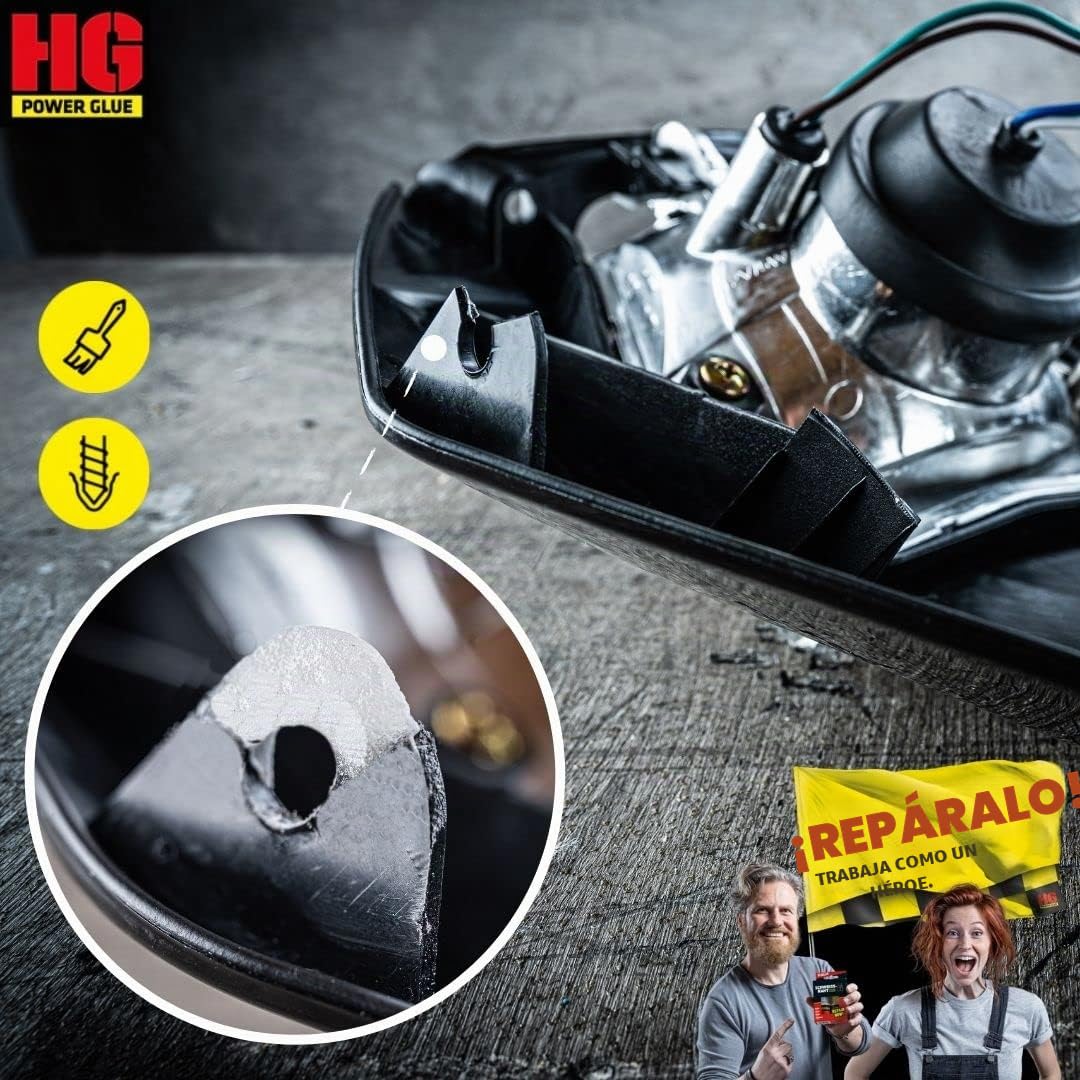HG POWER GLUE La soldadura de la botella - juego de adhesivos de reparación profesional para plástico ABS cerámica porcelana piedra madera caucho - adhesivo industrial con granulado (2x20g + 3x40g)