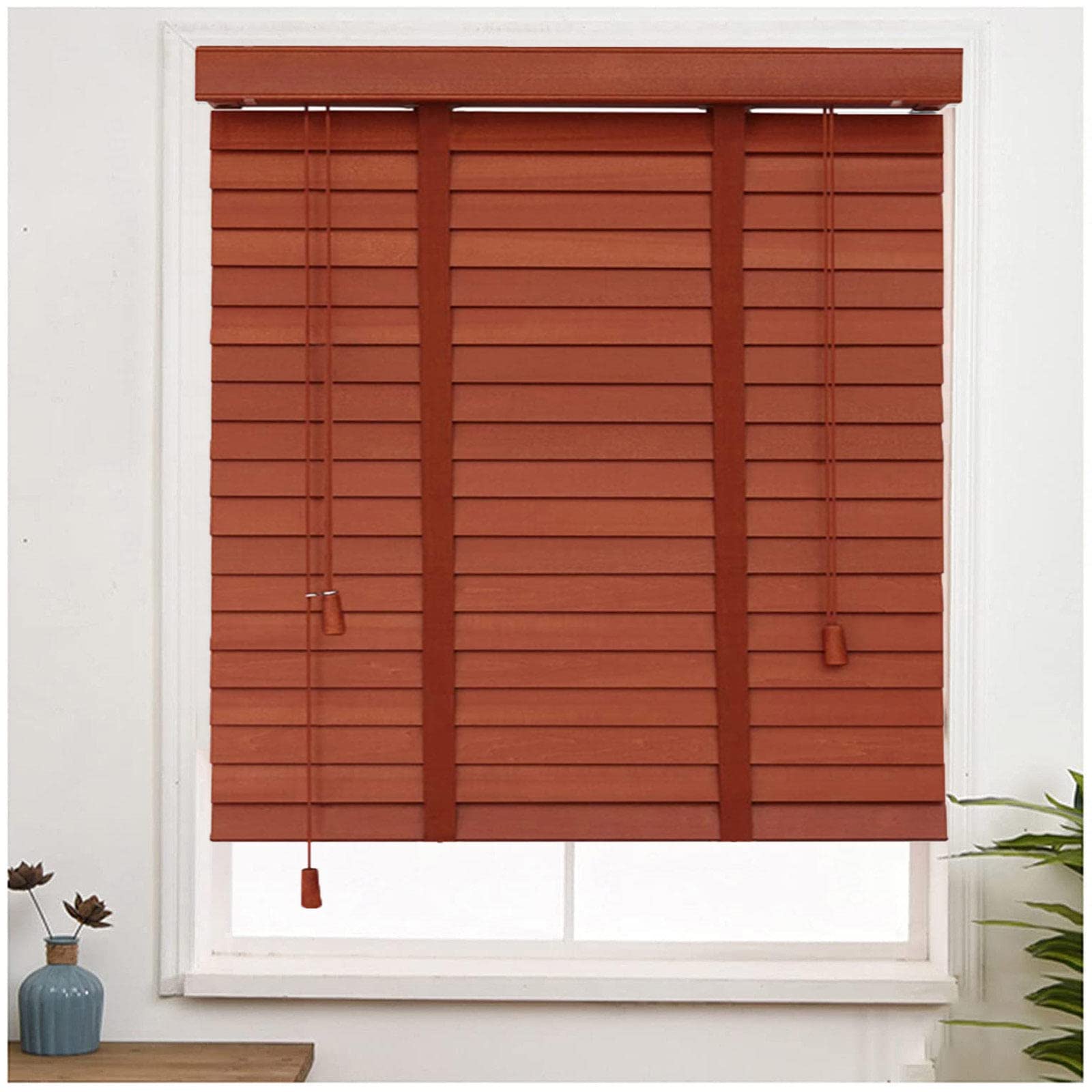 Wooden Blinds for Windows, Horizontal Venetian Blinds, Brown Window Shades, Natural Solid Wood Venetian Blinds, with 50mm/2in Slats,WxH-70x80cm/28 * 31in