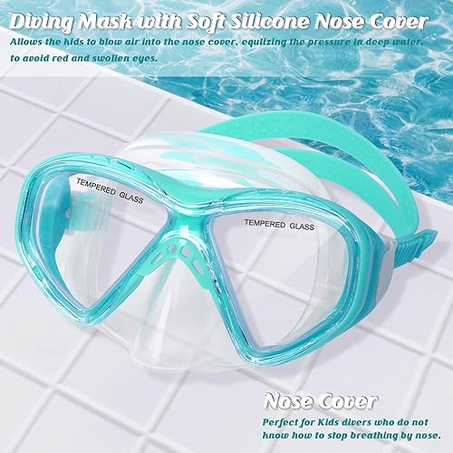 Miniatura 59 de Gafas de natación para niños, máscara de buceo para niños y niñas de 5 a 15 años, gafas de natación antivaho de dos colores con cubierta para la