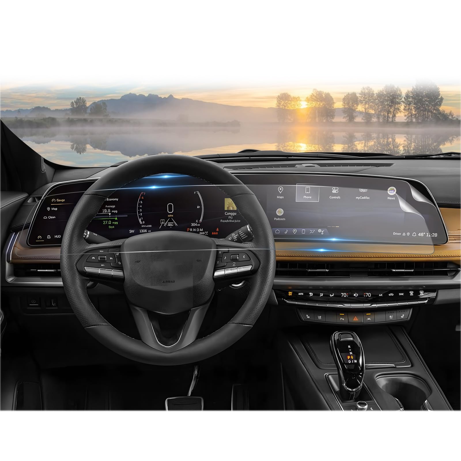 CDEFG 2PCS for Cadillac Lyriq (2023-2026), CT5 (2025 2026), OPTIQ (2025 2026), XT4 (2024-2026), Vistiq (2026) Screen Protector - 33" Instrument